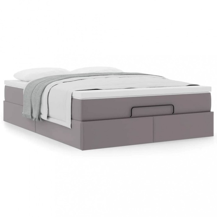 Gossi cadru de pat otoman cu saltea gri 140x200cm piele artificiala