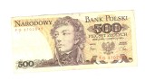 Bancnota Polonia 500 zloti 1982, circulata, stare buna