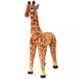 VidaXL Jucărie de pluș girafă &icirc;n picioare, maro și galben, XXL