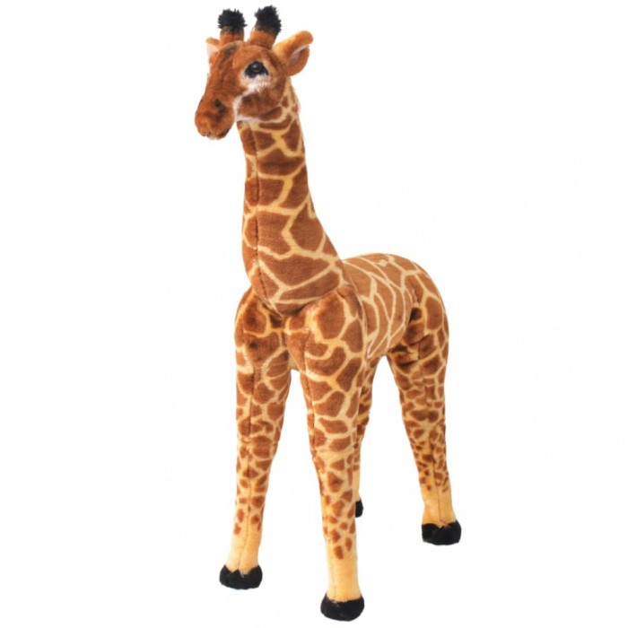 Jucărie de pluș girafă &icirc;n picioare, maro și galben, XXL