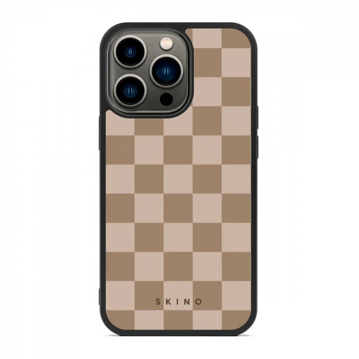 Husa iPhone 14 Pro Max - Skino Chess, maro - bej