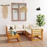 VidaXL Set mobilier grădină cu perne, 6 piese, crem, lemn masiv acacia 3057643