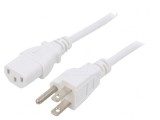 Cablu Alimentare 1m Alb 10A IEC C13 - NEMA 5-15