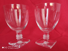 Pereche pahare vin alb cristal Lalique Argos 1935 foto