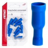 Set 10 Conectori Mama Izolati, Sertizare Cablu 1.5-2.5mm&sup2;, 15A, 5mm, Rosu, PVC, Unghiular 16-14AWG