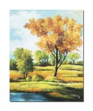 Cumpara ieftin Tablou pictat manual hol, living, dormitor, Peisaj din natura, calmitate, 50x40cm ulei pe panza