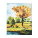 Tablou pictat manual hol, living, dormitor, Peisaj din natura, calmitate, 50x40cm ulei pe panza