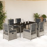 vidaXL Set mobilier de grădină cu perne, 7 piese, gri, poliratan 3262989