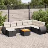 Cumpara ieftin Gossi set mobilier de gradina cu perne, 9 piese, negru, poliratan
