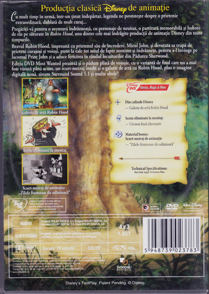 DVD animatie: Robin Hood ( stare foarte buna, dublat limba romana ) |  Okazii.ro
