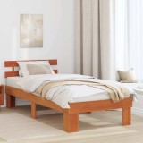 VidaXL Cadru de pat cu tăblie maro cerat 80x200 cm din lemn masiv de pin