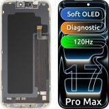Display cu Touchscreen MP compatibil cu Apple iPhone 17 Pro Max, cu Rama, Versiune Soft OLED FHD 120Hz Diagnostic, Negru