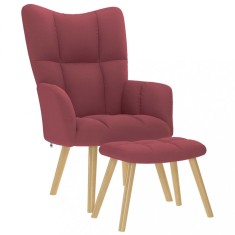 vidaXL Scaun de relaxare cu taburet, roșu vin, textil 4016781