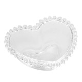 Bol de sticla elegant Pufo Heart pentru servire alune, fistic, bomboane, gustari, 16 cm