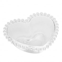 Bol de sticla elegant Pufo Heart pentru servire alune, fistic, bomboane, gustari, 16 cm