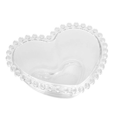 Bol de sticla elegant Pufo Heart pentru servire alune, fistic, bomboane, gustari, 16 cm foto