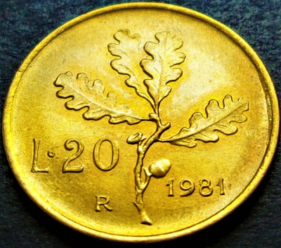 Moneda 20 LIRE - ITALIA, anul 1981 *cod 1218 A = UNC foto