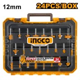 Accesorii Oberfreza 12 mm Set Industrial 24 buc, Freze Lemn Profesionale, Coada 12 mm, Profilare si Finisare, AKRT24122