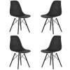 Set 4 buc, Scaune Stil Scandinav cu Picioare din Lemn de Fag, Sezut PP, 46 x 54 x 81 cm, Negru, EXPRESS