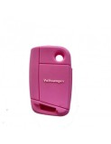 Husa cheie briceag auto din silicon VW cu logo Roz, Xenon Bright