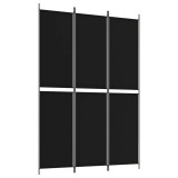 Cumpara ieftin Paravan de camera cu 3 panouri, negru, 150x220 cm, textil