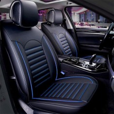 2 x LUX Huse Scaune pentru Masini Auto Universal Negru Albastru Piele