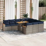 Gossi set canapele de gradina cu perne, 11 piese, gri, poliratan