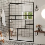 VidaXL Paravan de duș walk-in negru 115x195 cm sticlă ESG transparentă