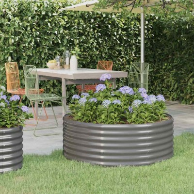 vidaXL Jardinieră grădină gri 100x100x36 cm oțel vopsit electrostatic foto