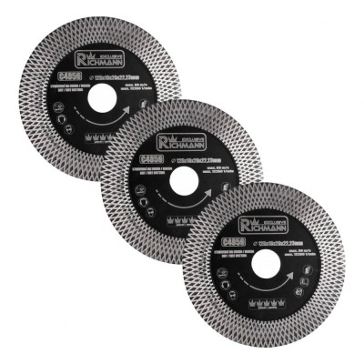 Disc diamantat turbo subtire, dublu segmentate, placi ceramice, taiere umeda si uscata, set 3 buc, 125x22.23x1.3 mm, Richmann Exclusive foto