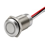 Buton tactil SPST 22mm inox, LED rosu verde, NO, 12-24V DC, 0.2A, IP67, cu revenire