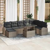 vidaXL Set de canapele pentru grădină 9 pcs Gri Rattan poli