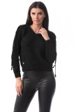E766-1 Pulover cu decolteu in V si snur in zona umerilor, S/M