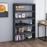 VidaXL Bibliotecă/Separator cameră, gri 100x30x167,5 cm lemn masiv pin