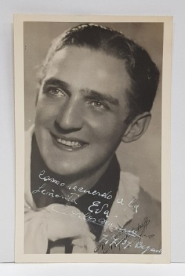 DEDICATIA ARTISTULUI CARLOS MORENO , FOTOGRAFIE TIP CARTE POSTALA , 7.07.1937 foto