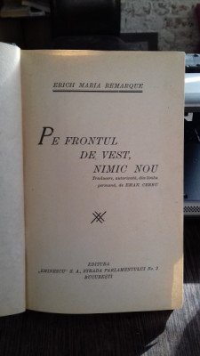 PE FRONTUL DE VEST, NIMIC NOU - ERICH MARIA REMARQUE foto