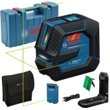 Bosch GLL 20-22 G - Nivela laser cu linii 20 m +/-0.3 mm/m 2 linii laser fascicul verde suport perete valiza plastic