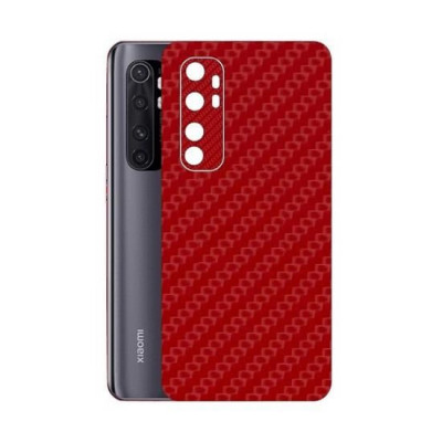 Set Folii Skin Acoperire 360 Compatibile cu Xiaomi Mi Note 10 Lite (2 Buc) - ApcGsm Wraps Carbon Geranium Red foto