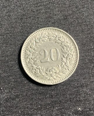 Moneda 20 rappen 1961 Elvetia foto