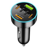 Incarcator auto 6 in 1, flippy, 2 x port usb fast charge qc3.0 si 4 x type c, pd 65w, negru