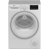 Uscator de rufe Beko B3T42242, Pompa de caldura, 8 kg, 15 programe, Motor ProSmart Inverter, OptiSense, Aquawave, Clasa A+++, Alb