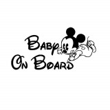 Cumpara ieftin Sticker Decorativ Auto Baby On Board Mickey 20 x 10 cm Model 15 Negru, Oem