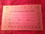 Cartela de masa pt. cafea la Restaurant N.P. Ionescu , stampila si semnatura verso