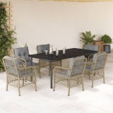 Gossi set mobilier pentru gradina, 7 piese, cu perne, bej, poliratan