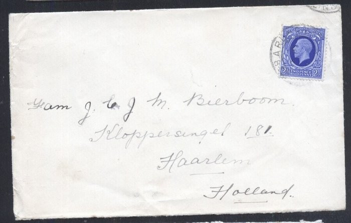 Great Britain 1937 Postal History Rare, Cover to Netherland Haarlem D.107