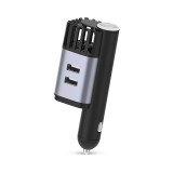 Purificator Auto, 2 in 1, ProClean, gri, 12.1 cm inaltime si 4.8 cm latime, din aliaj de aluminiu si ABS, 2 porturi USB, Oem