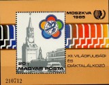 UNGARIA 1985, Piata Rosie, Moscova, Arhitectura, Festival, serie neuzata, MNH
