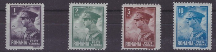 RO-0110-ROMANIA 1930-Lp 87-CAROL II Posta aeriana Serie nestampilat cu sarniera