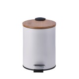 Cos gunoi cu clapeta fier alb, bambus 17 x 24,5 cm, 3 L