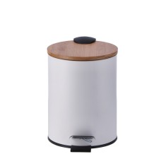 Cos gunoi cu clapeta fier alb, bambus 17 x 24,5 cm, 3 L